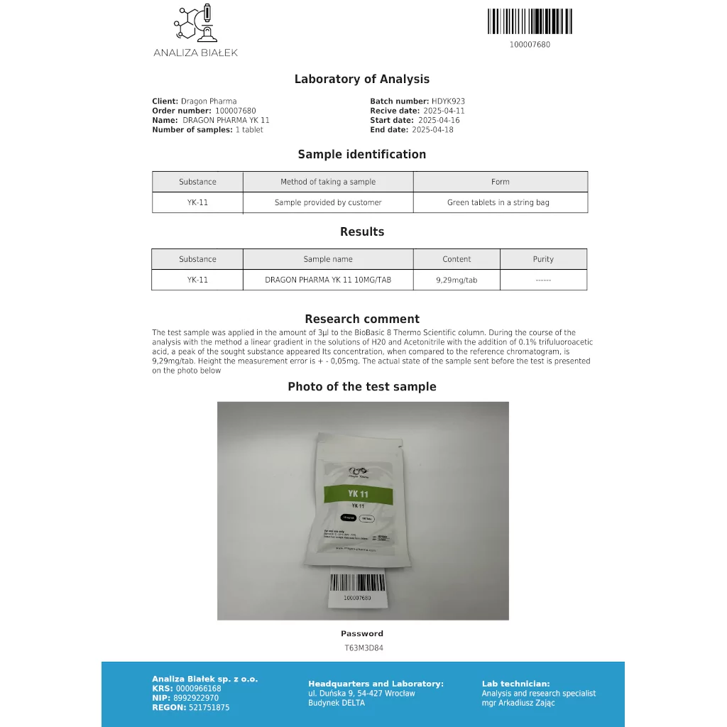 YK 11 10 mg by Dragon Pharma, Europe YK 11 10 mg by Dragon Pharma, Europe