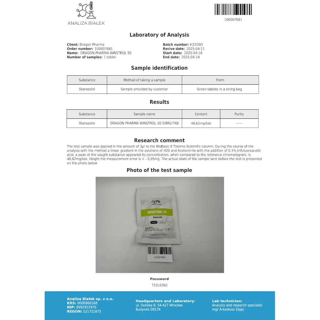 Winstrol 50 mg by Dragon Pharma, Europe Winstrol 50 mg by Dragon Pharma, Europe