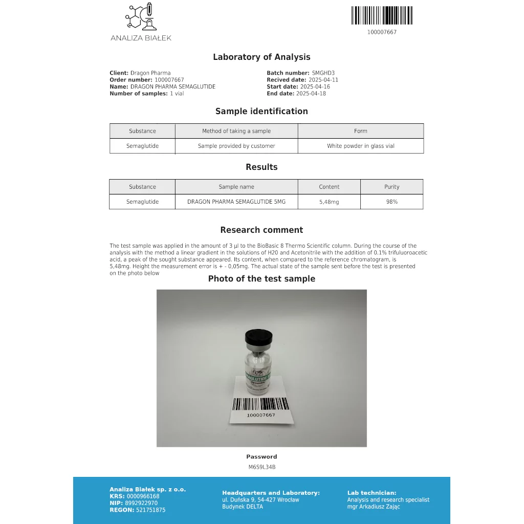 Sema-Pep 5 mg by Dragon Pharma, Europe Sema-Pep 5 mg by Dragon Pharma, Europe