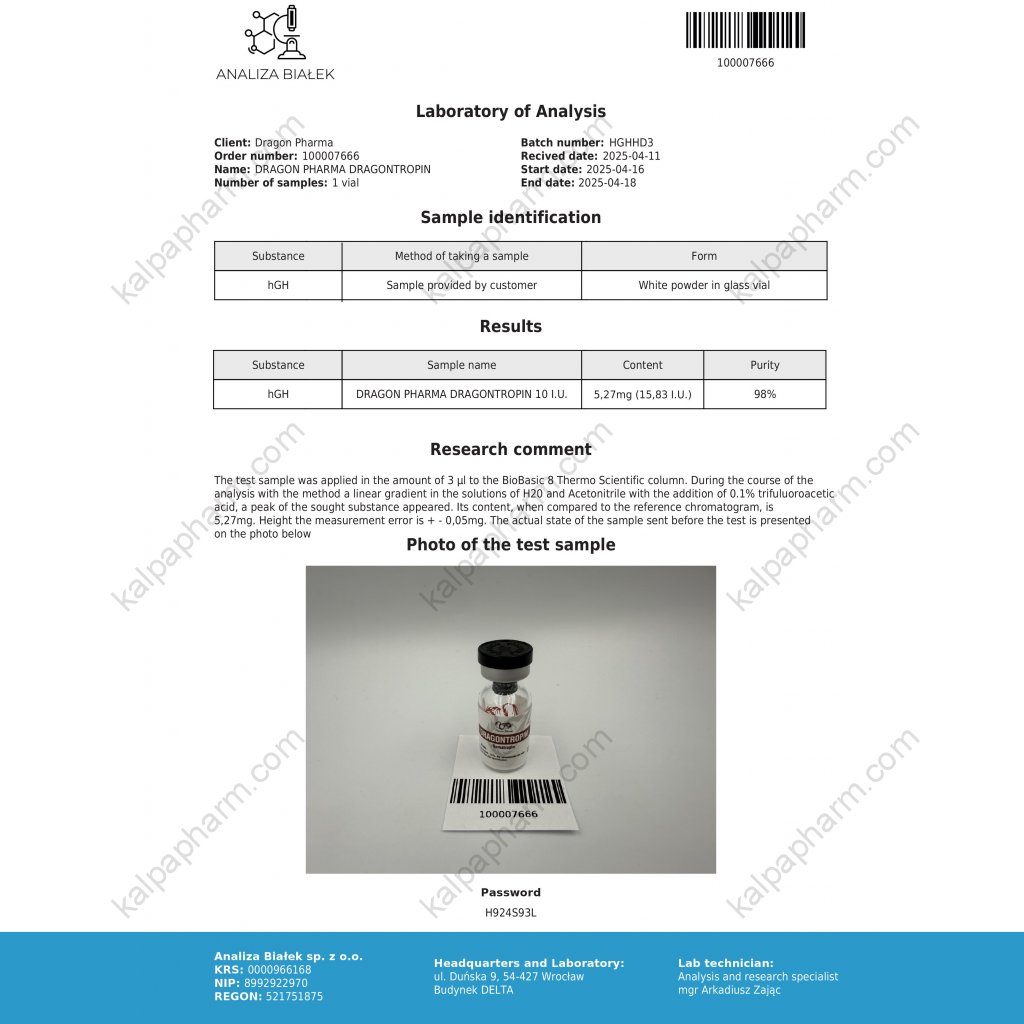 Dragontropin HGH 100 IU by Dragon Pharma, Europe Dragontropin HGH 100 IU by Dragon Pharma, Europe