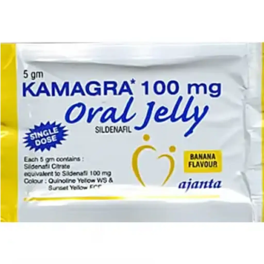 Kamagra Oral Jelly (Banana) by Ajanta Pharma, India Kamagra Oral Jelly (Banana) by Ajanta Pharma, India
