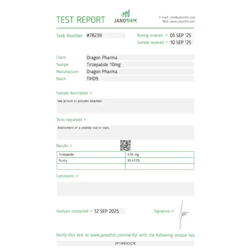 Tirze-Pep 10 mg by Dragon Pharma, Europe Tirze-Pep 10 mg by Dragon Pharma, Europe
